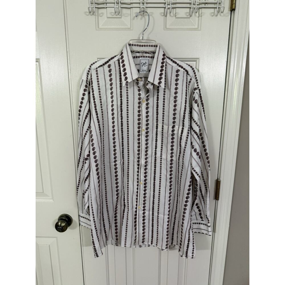 Dash Men’s Vintage Western Paisley 1970s Button Down Shirt XL